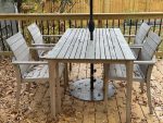 Spence teak table and modern chairs